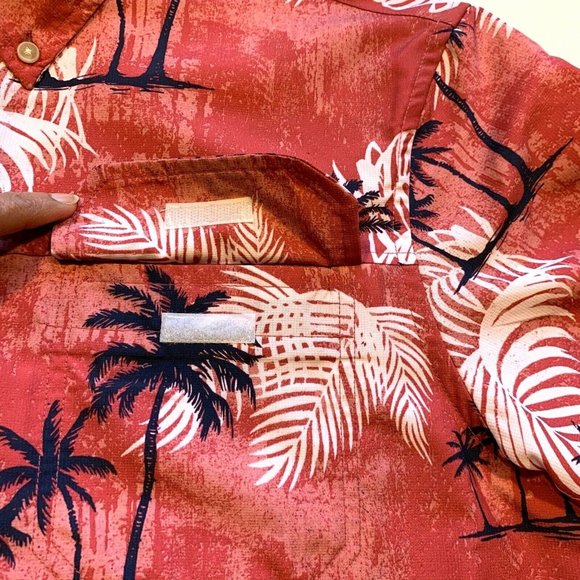 Chaps Button Down Shirt Mens Medium Tropical Short Sleeve Wicking Sun Protection - Picture 5 of 12